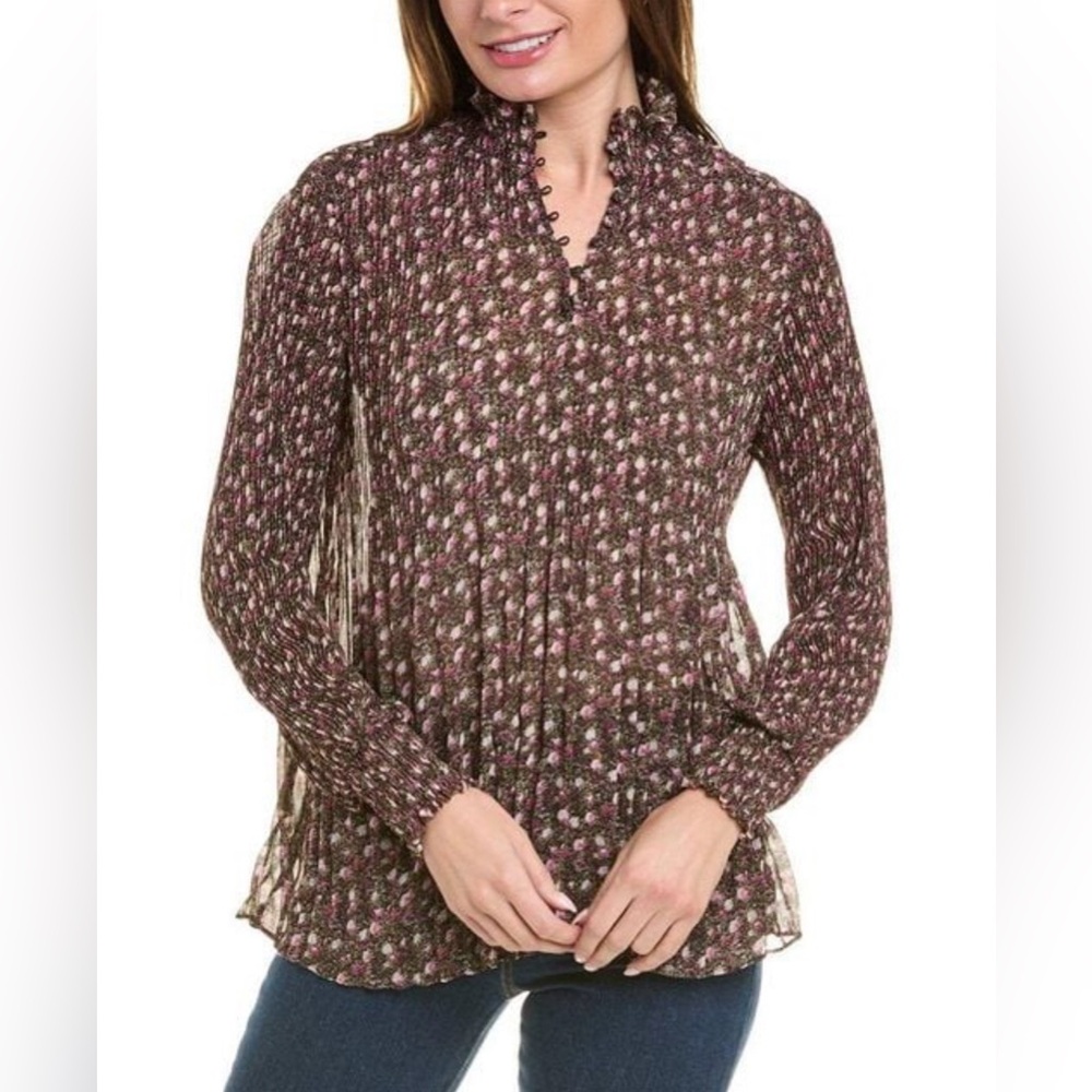 Cabi Knife Pleat Blouse Ditsy Floral Romantic Size M